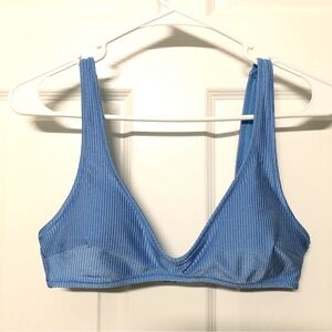 Aerie blue shiny bikini top